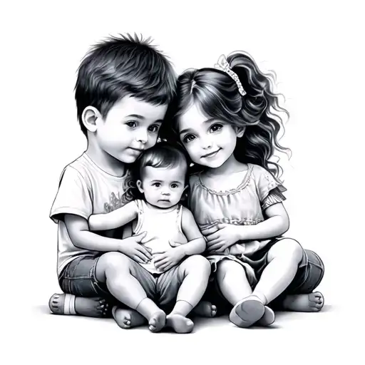 Family Of Boy Toddler A Baby Girl And Teenager Girl