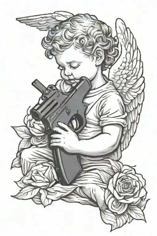 Baby Angel Sleeping Holding Gun Morphing