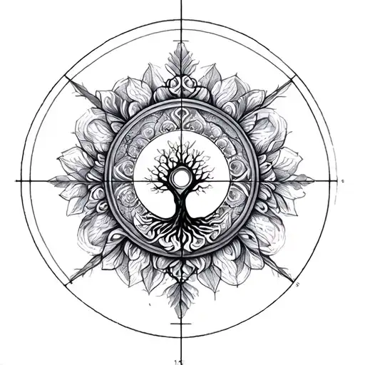 Golden Ratio Double Tattoo Fibonacci Sacred Geometry Mandala Tree