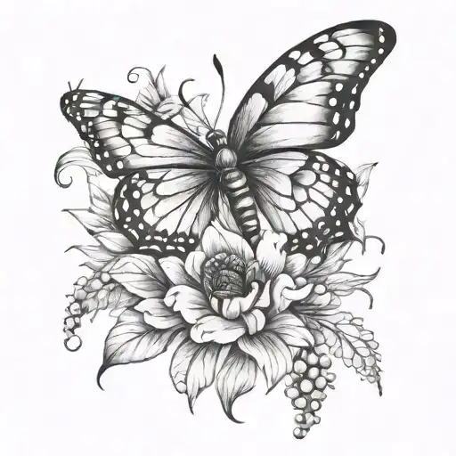 Flowers And Butterfly And Honey Bee