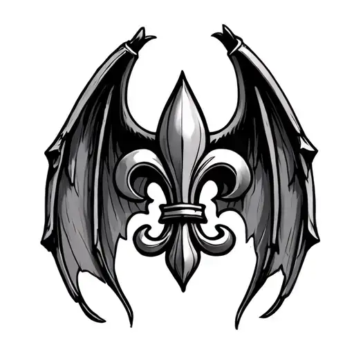 Fleur De Lis With Bat Wings