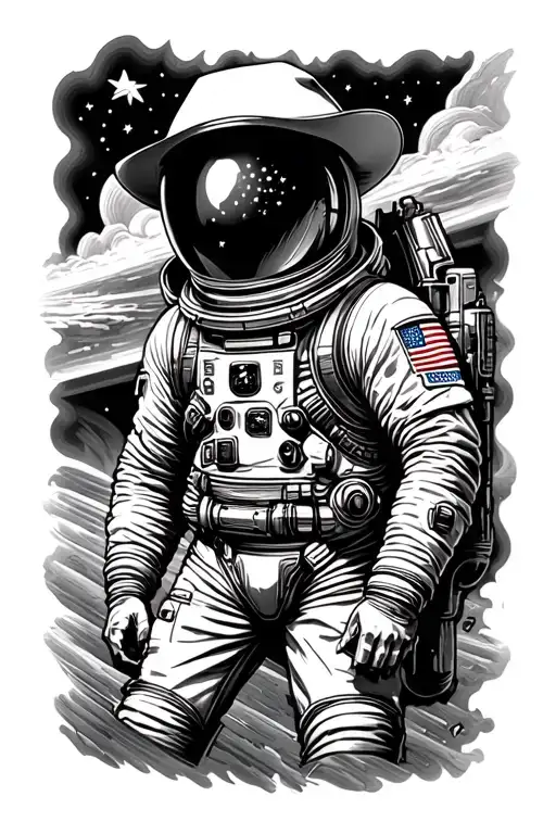 Space Cowboy Astronaut Texas Theme Sleeve