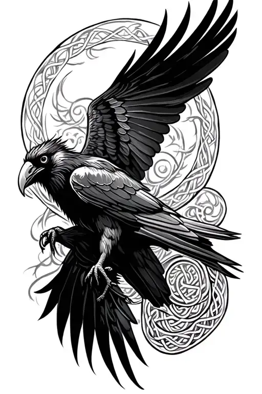 Celtic Raven In Flight