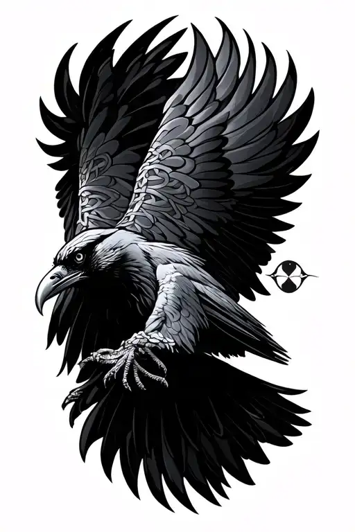 Celtic Raven In Flight