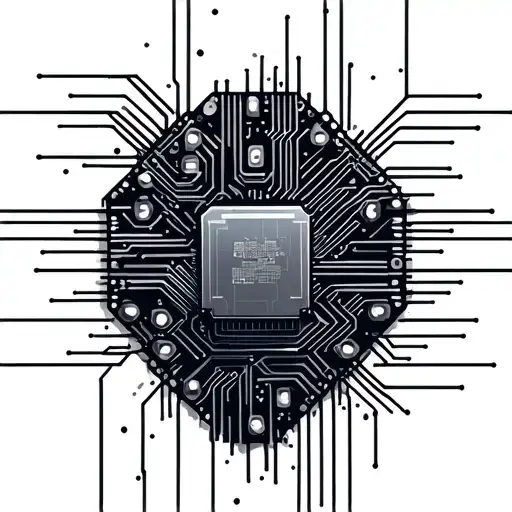 Cyberpunk Thin Line With Microchip With Circuits Electronics For Arm
