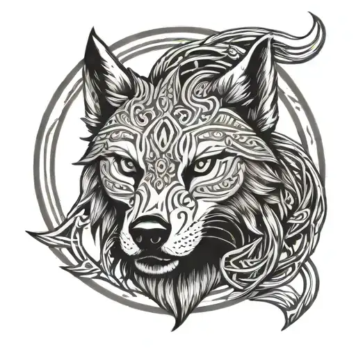 Viking Circle With Wolf Head