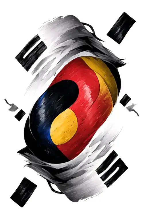 South Korea Flag And German Flag