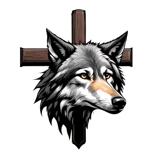 Bible Cross With Wolf Head
