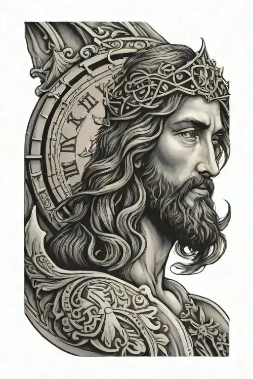 Arm Quarter Sleeve With Clock Jesus And A Dime