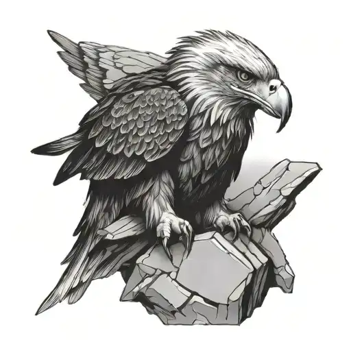 An Eagle On A Rock With A Piercing Gaze