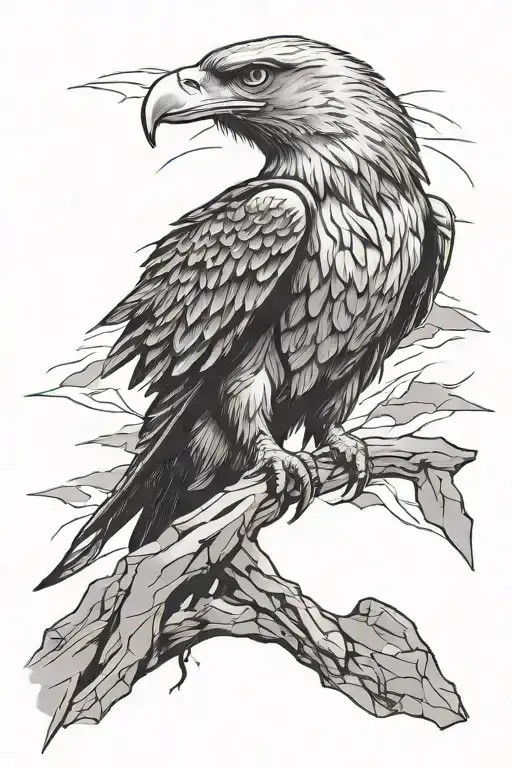 An Eagle On A Rock With A Piercing Gaze