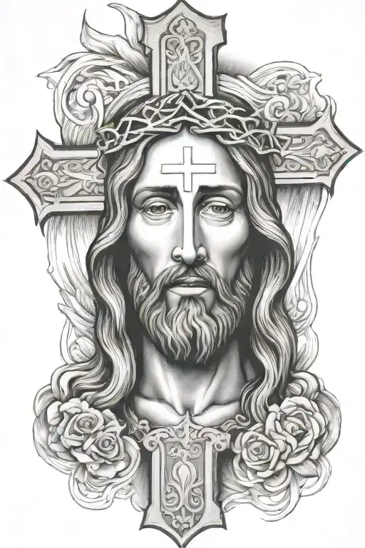 Cross With The Face Of Jesus Christ Inside