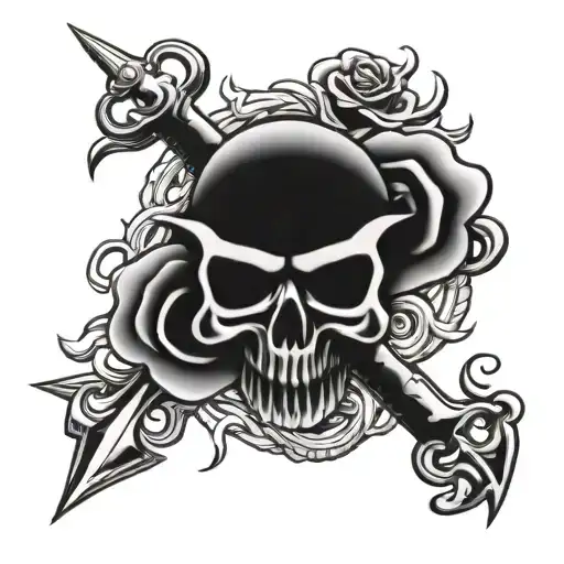 Skull Rose Bones Flames 999 Anchor Cross