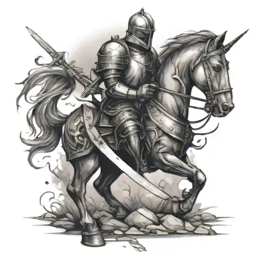 Knight Pulling Sword From Ground Paying Respect