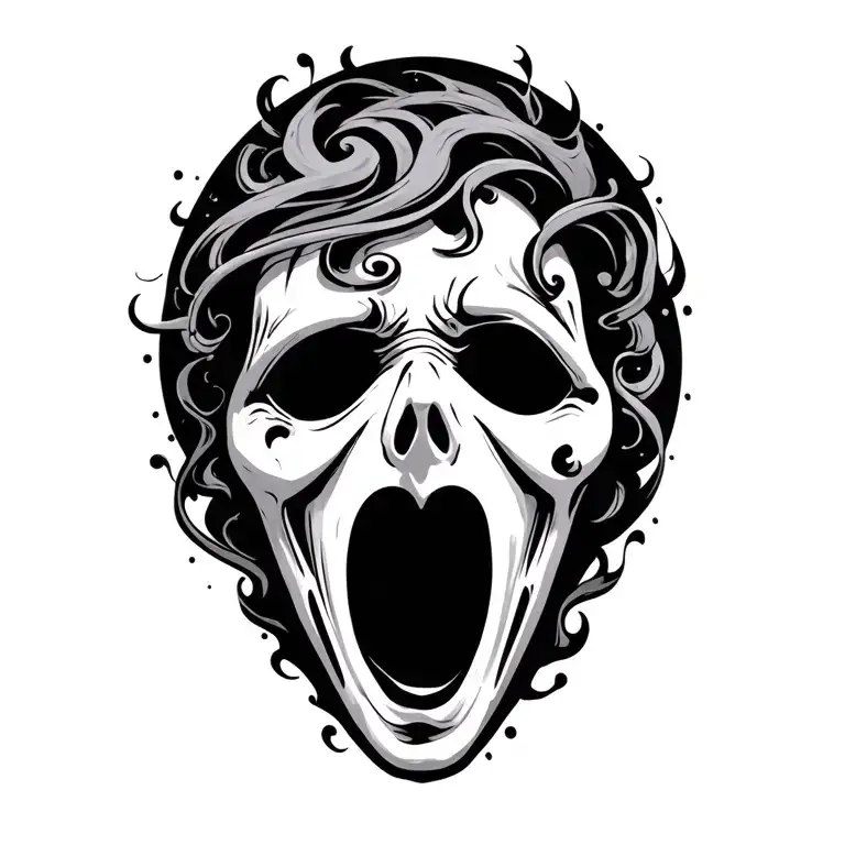 Scream Mask Surrounded By Swirling