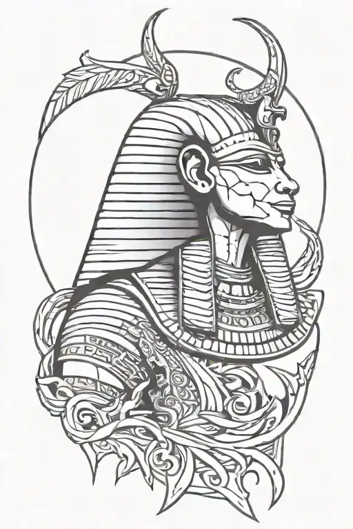 Egyptian God With Backgroud Maybe With The Mountains Or Pyramids
