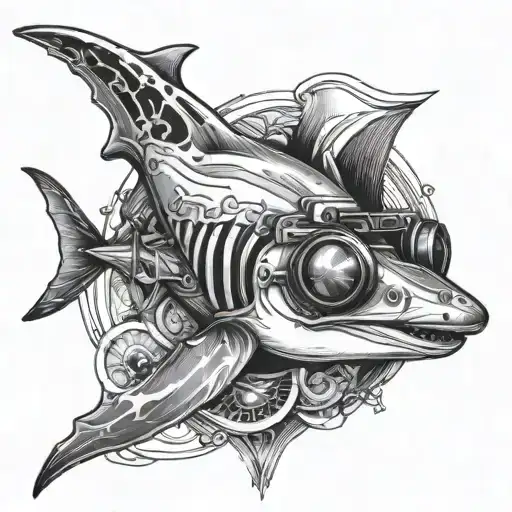 Hammerhead Shark With Night Vision Goggles Hanging