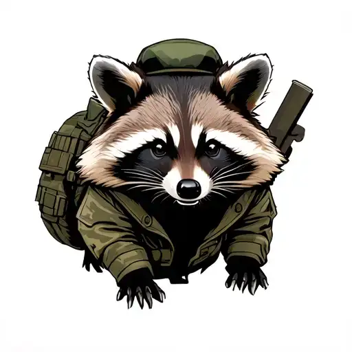 Military Raccoon Dressed