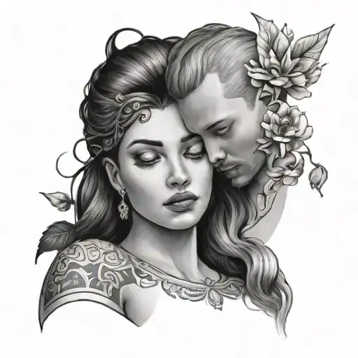 Beautiful Goddess Cuddling With A Male