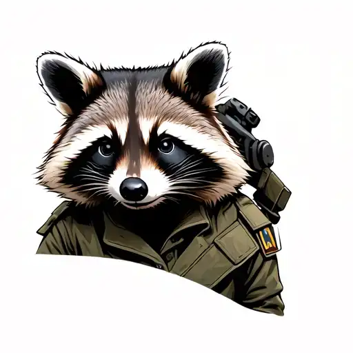 Military Raccoon Dressed