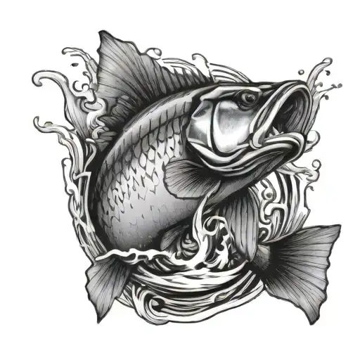 Bass Jumping Out Of Water After Hook With Initials Ldr