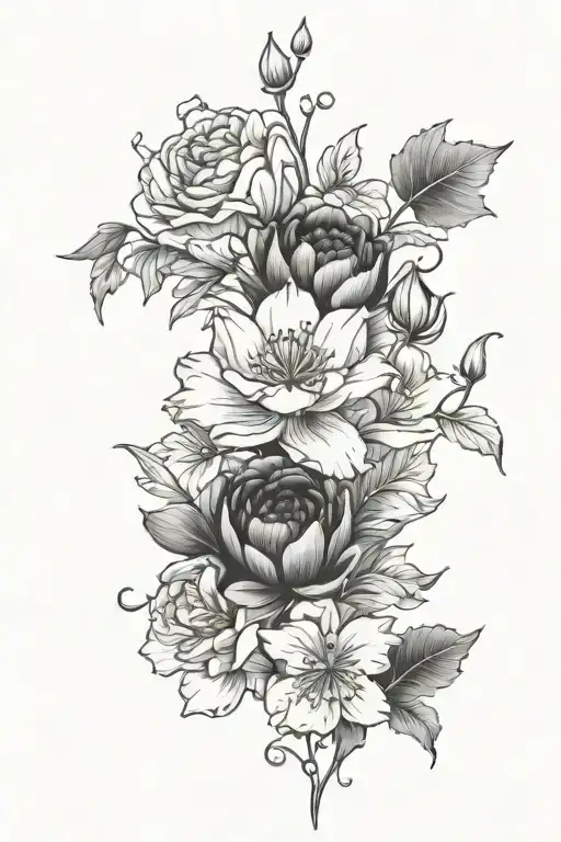 Carnation Water Lily Poppy Morning Glory And Holly