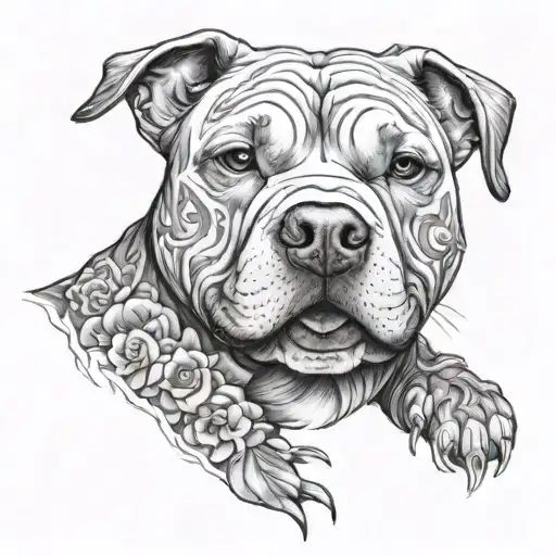 Pitbull With Japanese Theme