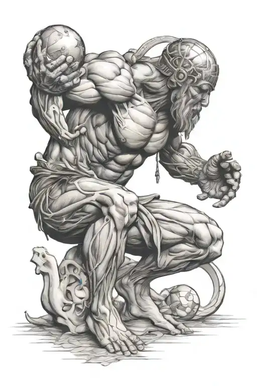 Atlas Kneeling Holding The World