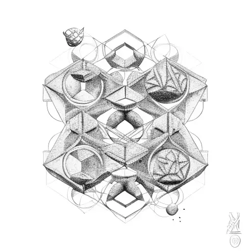 Ancient Ruins And Relics In Outer Space In Geometric Double Helix