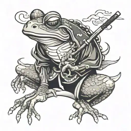 Japan Samurai Frog Smoking