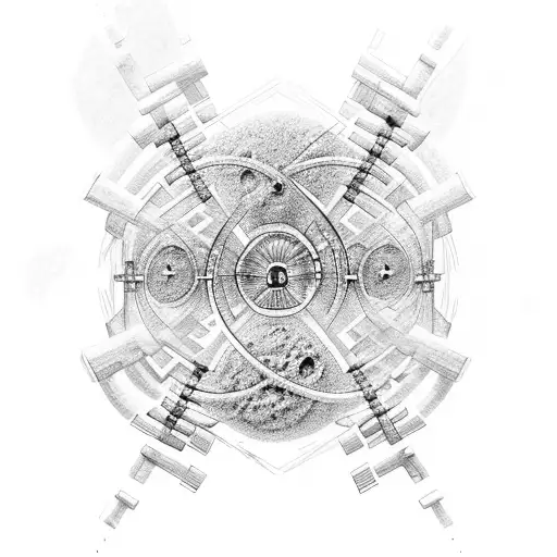 Aancient Civilizations Landscapes With Double Helix Connecting Atoms To Outer Space