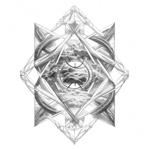 Aancient Civilizations Landscapes With Double Helix Connecting Atoms To Outer Space