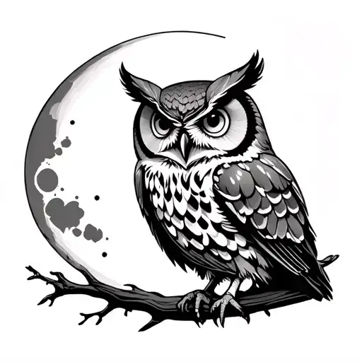 Owl And Moon