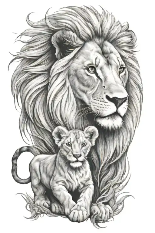 Lion And Lion Cub