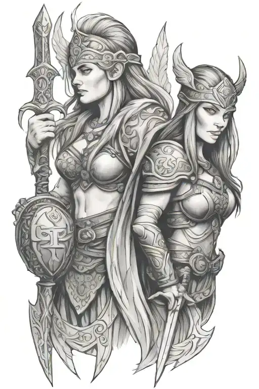 Viking Warrior And Valkyrie Warrior Woman
