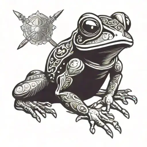 Frog Warrior Adorned With Traditional Scandinavian Armor And Symbols