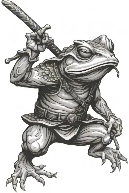 Japan Samurai Frog With Weapon Representing Knowlage