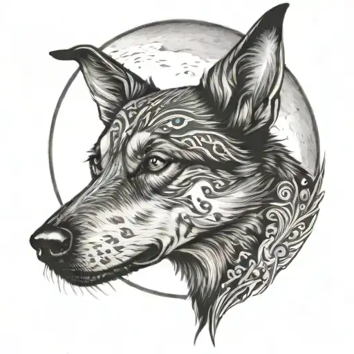 Dog Face Below The Moon Rising