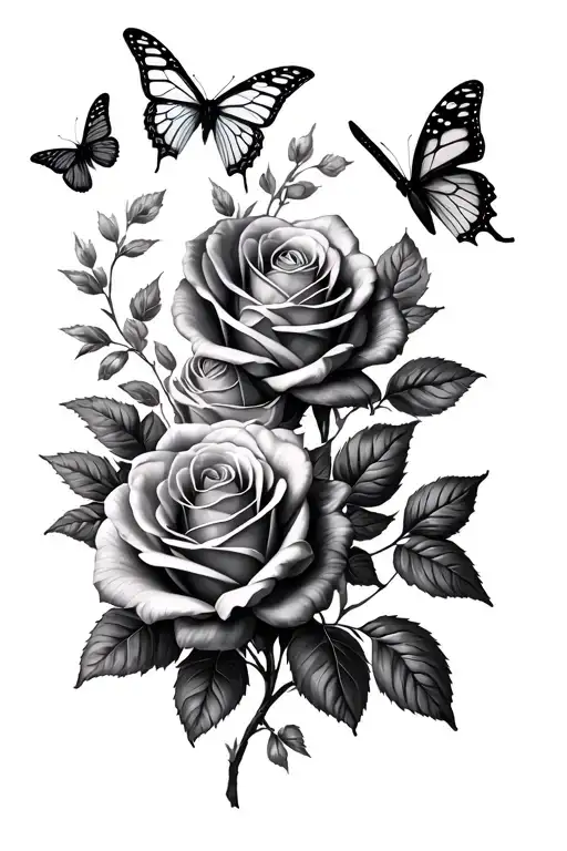 Roses And Butterflies
