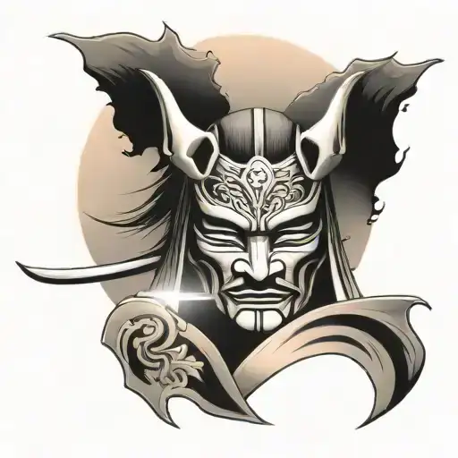 Samurai Mask Admiring A Sunset