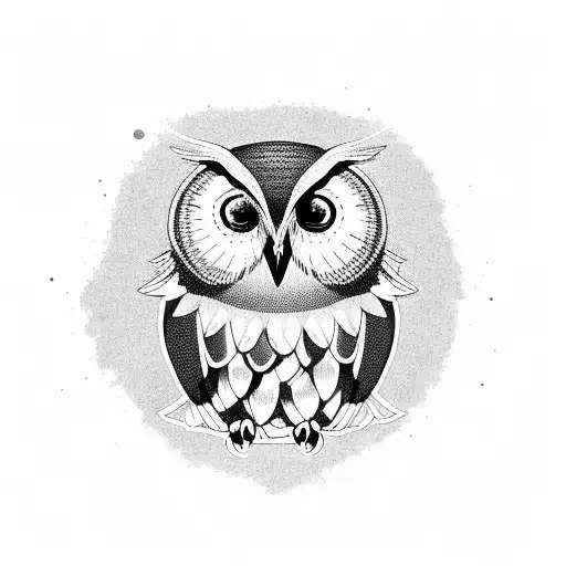 Athenian Owl With Cool Background Design And Athens Written In Greek