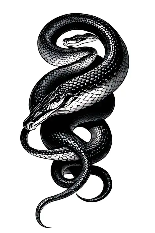 Snake Wrap Calf Sized Tatto With Realistic