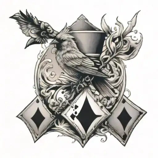 Cardinal With 4 Aces With The Ocean With Chemistry Flask