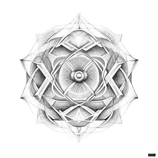 Sacred Geometry Double Helix Infused With Ancient Temples And Outer Space With Planets