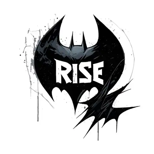 Batman Logo From Batman Begins Movie With Word Rise Inside