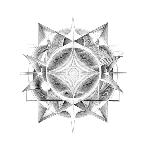 Sacred Geometry Infused With Ancient Temples Landscapes And Outer Space With Planets