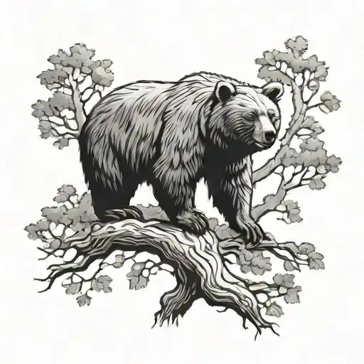 Oak Tree And Bear