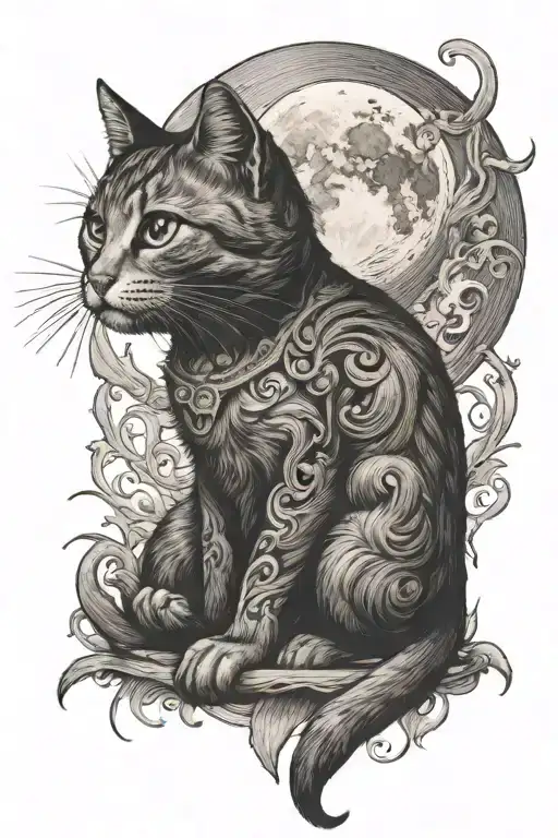 Moon And Cat Vintage