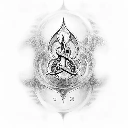 A Black-grey Tattoo Of An Aquarius Symbol Formed By Musical Notes