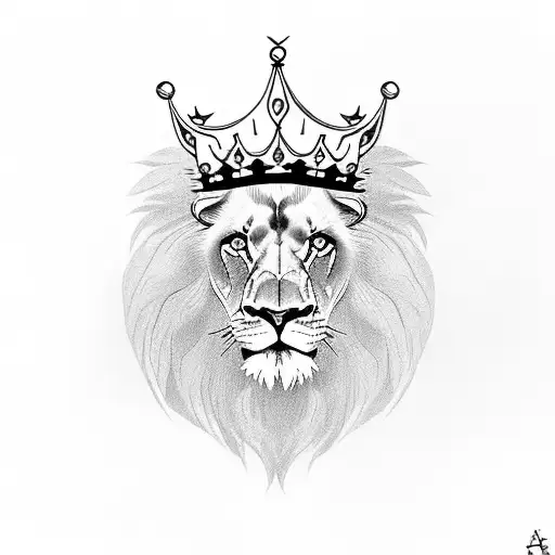 Lion Wearing A Crown With A Scar On His Eye